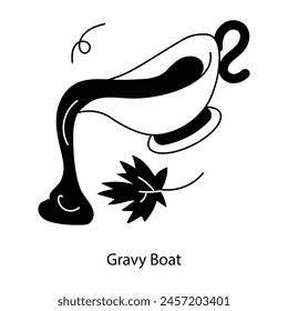 Trendy doodle icon of gravy boat 