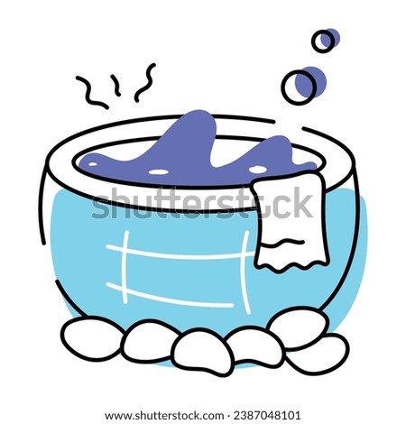 Trendy doodle icon of hot tub 