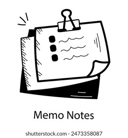 Trendy doodle icon of memo notes 