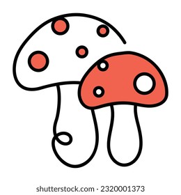 Trendy doodle icon of mushrooms 