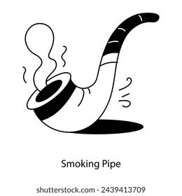 Trendy doodle icon of smoking pipe 