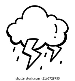 Trendy doodle icon of a thunderstorm 