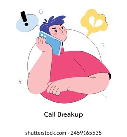Trendy doodle mini illustration of call breakup 