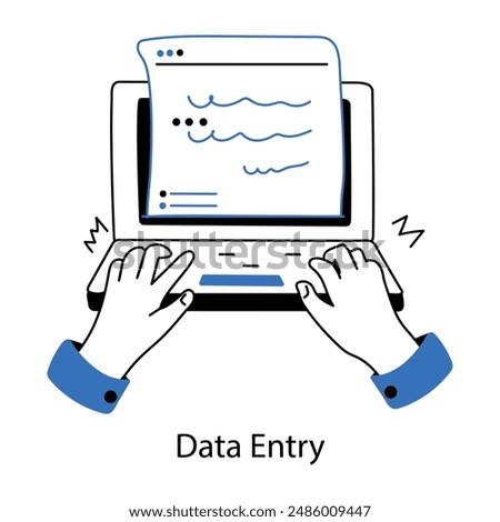 Trendy doodle mini illustration of data entry 