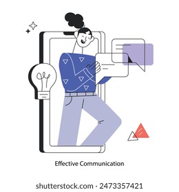 Trendy doodle mini illustration of effective communication 