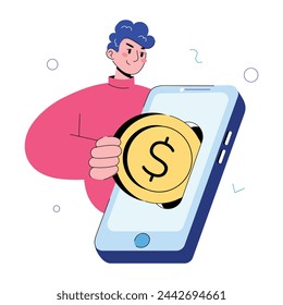 Trendy doodle mini illustration of mobile transfer 