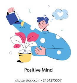 Trendy doodle mini illustration of positive mind 