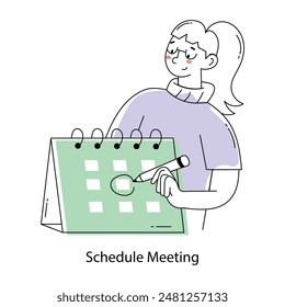 Trendy doodle mini illustration of schedule meeting 