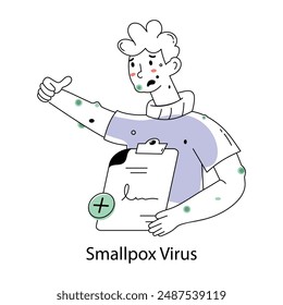 Trendy doodle mini illustration of smallpox virus 