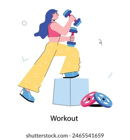 Trendy doodle mini illustration of workout 