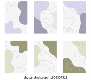 Trendy doodle pattern background with abstract organic shapes, lines and pastel colors on white. Modern vector pattern for brochure, poster, post cover, story template design. Vector illustration.