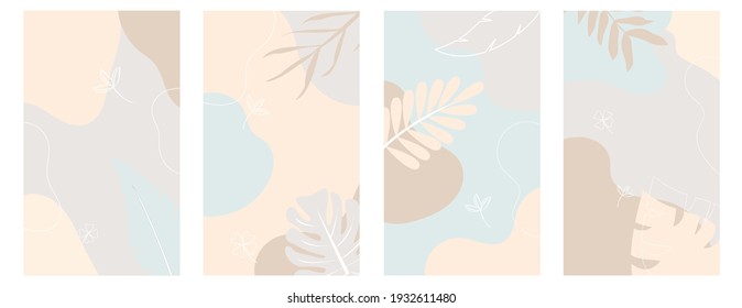 Trendy doodle-Muster-Hintergrund mit abstrakten organischen Formen, Linien und Pastellfarben. Modernes Vektormuster für Broschüren, Poster, Postfach, Story Template Design. Vektorgrafik.