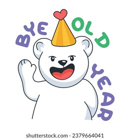 Trendy doodle sticker of bye bear 