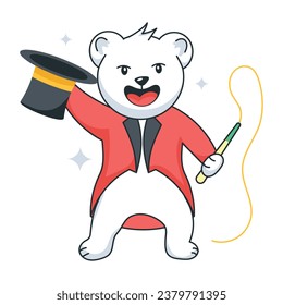 Trendy doodle sticker of a circus master 