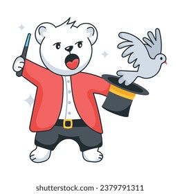 Trendy doodle sticker of magic pigeon  