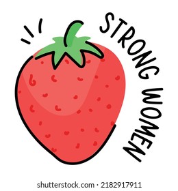 Trendy doodle sticker of strawberry