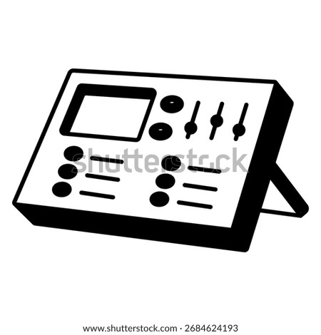 A trendy doodle style icon of dj mixer