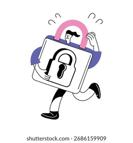 Eine trendige Illustration im Doodle-Stil für sicheren Zugriff

