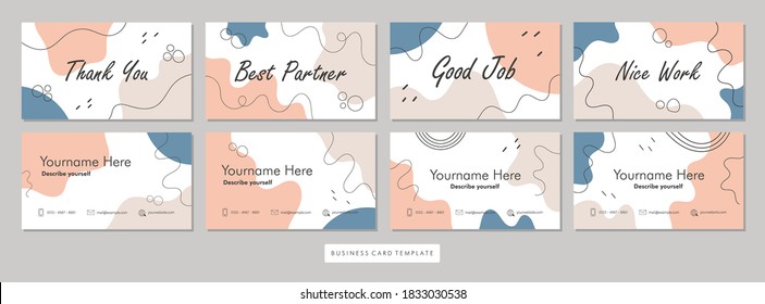 Trendy double-sided business card template. Stationery template design vector with abstract geometry shapes background.