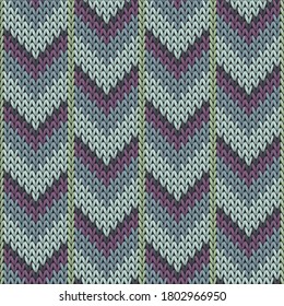 Trendy downward arrow lines knitted texture geometric vector seamless. Blanket stockinet ornament. Nordic style seamless knitted pattern. Fabric canvas illustration.