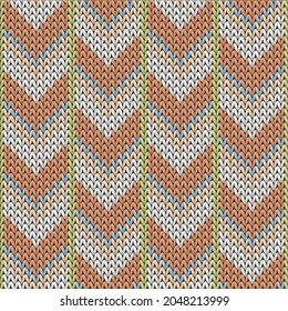 Trendy downward arrow lines knitting texture geometric vector seamless. Jumper knitting pattern imitation. Nordic style seamless knitted pattern. Fabric canvas illustration.