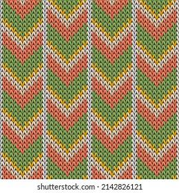Trendy downward arrow lines knitting texture geometric vector seamless. Jacquard hosiery textile print. Winter seamless knitted pattern. Abstract xmas wallpaper.