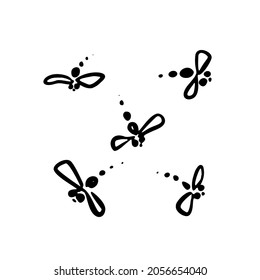 Trendy dragonfly doodle set, great design for any purposes. Hand drawn sketch simple style. Natural art decoration. Isolated white background.