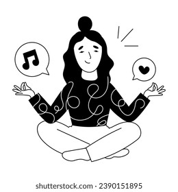 Trendy drawing illustration of music yoga 