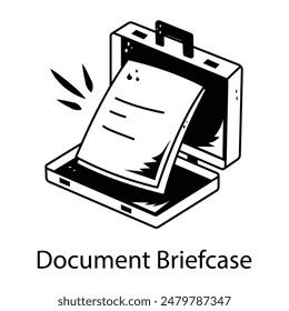 Trendy drawing style icon of document briefcase 