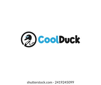 Trendy Duck Wearning Neck Tie Logo Design Template