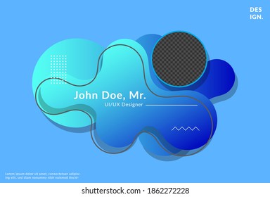 trendy and dynamic paper cut liquid personal information background. professional in blue color. use it for introduce someone in opening presentation, header web or landing page, and any other design.