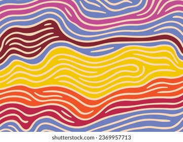 Trendy dynamic simple minimal meander wavy lines background. Abstract retro style groovy doodle modern aesthetic contemporary pattern backdrop.