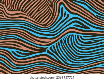 Trendy dynamic simple minimal meander wavy lines background. Abstract retro style groovy doodle modern aesthetic contemporary pattern backdrop.