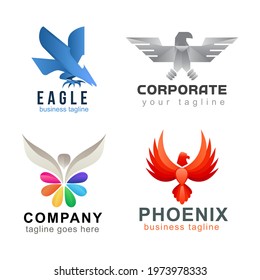 Trendy eagle logo set graphic illustration design vector logo brand.