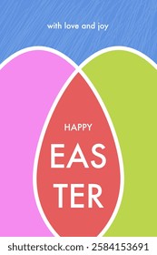 Trendy Easter design with colourful egg and geometric shapes. Modern minimal style. Layout of a greeting card.  Vector illustration