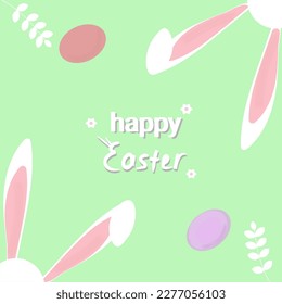  Trendy Easter design. Eggs in pastel colors, ears. Vector illustration.