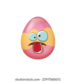 Trendy Easter Egg: Modern Cartoon Character with Bold Lines and Vibrant Colors, Ideal for Digital Spring Content and Social Media Graphics