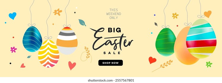 Trendy Easter egg sale horizontal banner