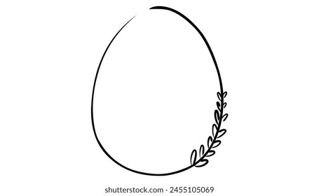 Trendy Easter frame design ,Easter eggs frame border with a black space for a text, logo, or designs. View from above. Hand drawn vector illustration.	