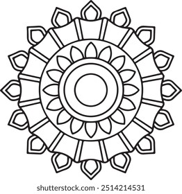 design de mandala moderno e fácil com linhas limpas para livro de coloração, arte criativa de mandala, design de mandala para livro de coloração de adultos