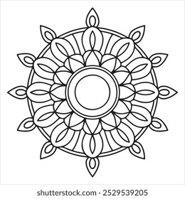 trendige und einfache Mandala Design mit sauberen Linien zum Färben Buch, kreative Mandala Kunst, Mandala Design für Erwachsene Färbung Buch