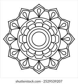 trendy and easy mandala design with clean lines for coloring book, creative mandala art, mandala design for adults coloring book