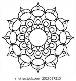 Diseño de mandala de moda y fácil con líneas limpias para el libro de colorear, arte creativo del mandala, diseño del mandala para el libro de colorear de los adultos