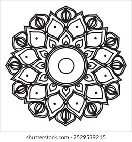 trendy and easy mandala design with clean lines for coloring book, creative mandala art, mandala design for adults coloring book