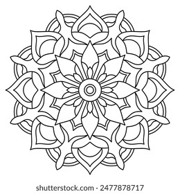 diseño moderno y fácil de mandala para colorear libro, diseño de tatuajes, arte de la pared, arte simple de mandala
