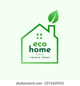 trendy eco friendly smart house icon background with leaf design vector