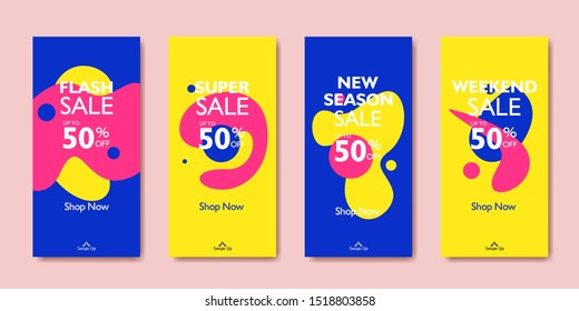 Trendy editable banner template for social networks stories,
story, vector illustration. Flash sale, new season, special offer design
for holiday social media online shop frame background.