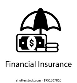 Trendy editable icon of financial insurance, capital under safe umbrella 