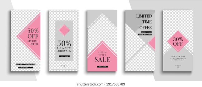 Trendy editable Instagram Stories template. Design  for social media.