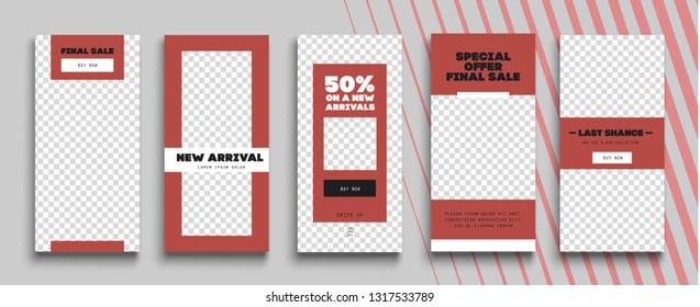 Trendy editable Instagram stories template. Design  for social media.